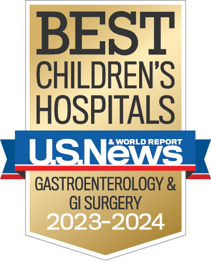 Best Children's Hospital by U.S. News & World Report Gastroenterology 2021-2 Badge